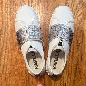 Karl Lagerfeld White Sneakers with Silver Accents